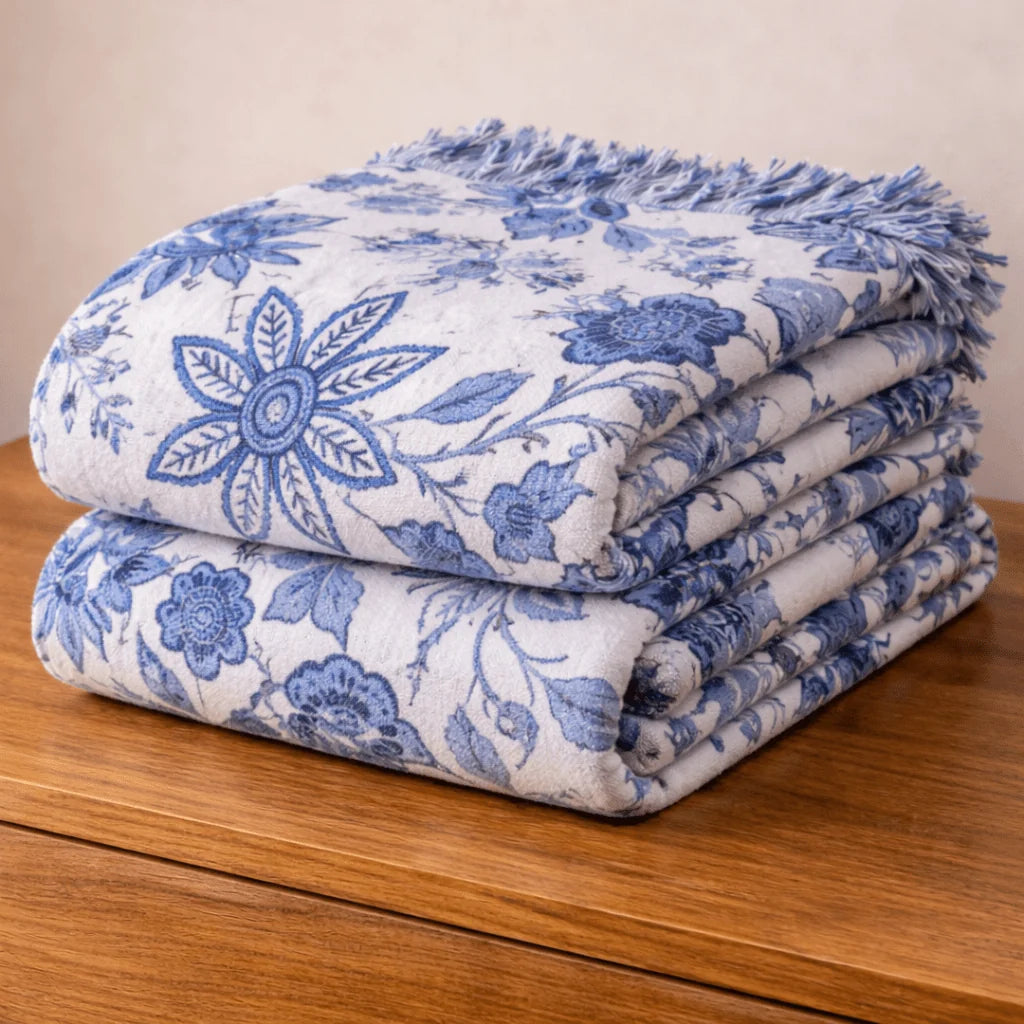 Artistic Boho | Colorful Floral Throw Blanket with Tassel Accents | Cozy Comfort for Home Decor 2