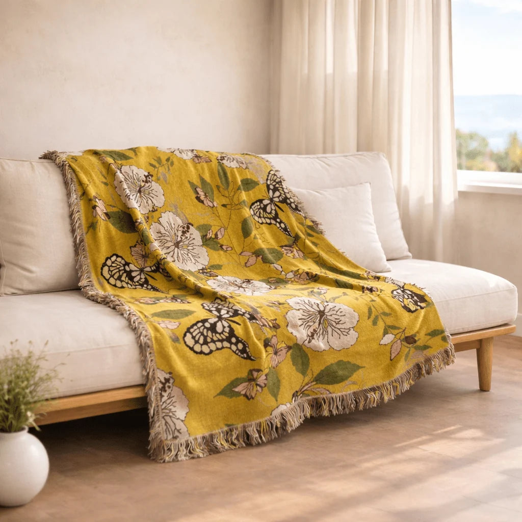 Boho Floral Picnic Blanket | Versatile Outdoor Rug with Stylish Tassels | Multifunctional Comfort for All Seasons 0