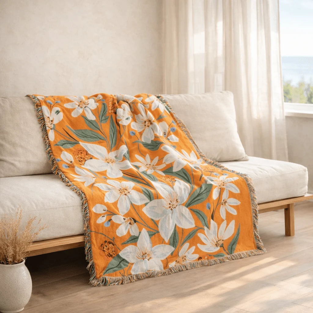 Boho Floral Picnic Blanket | Versatile Outdoor Rug with Stylish Tassels | Multifunctional Comfort for All Seasons 3