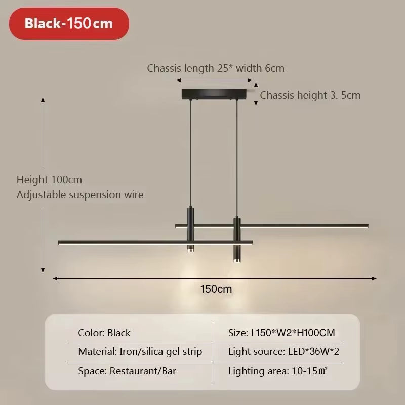 Black Linear LED Pendant Light