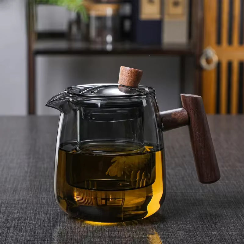 Glass Teapot with Wooden Handle