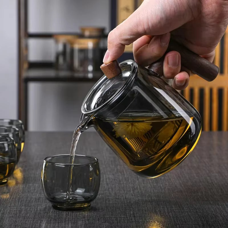 Glass Teapot with Wooden Handle