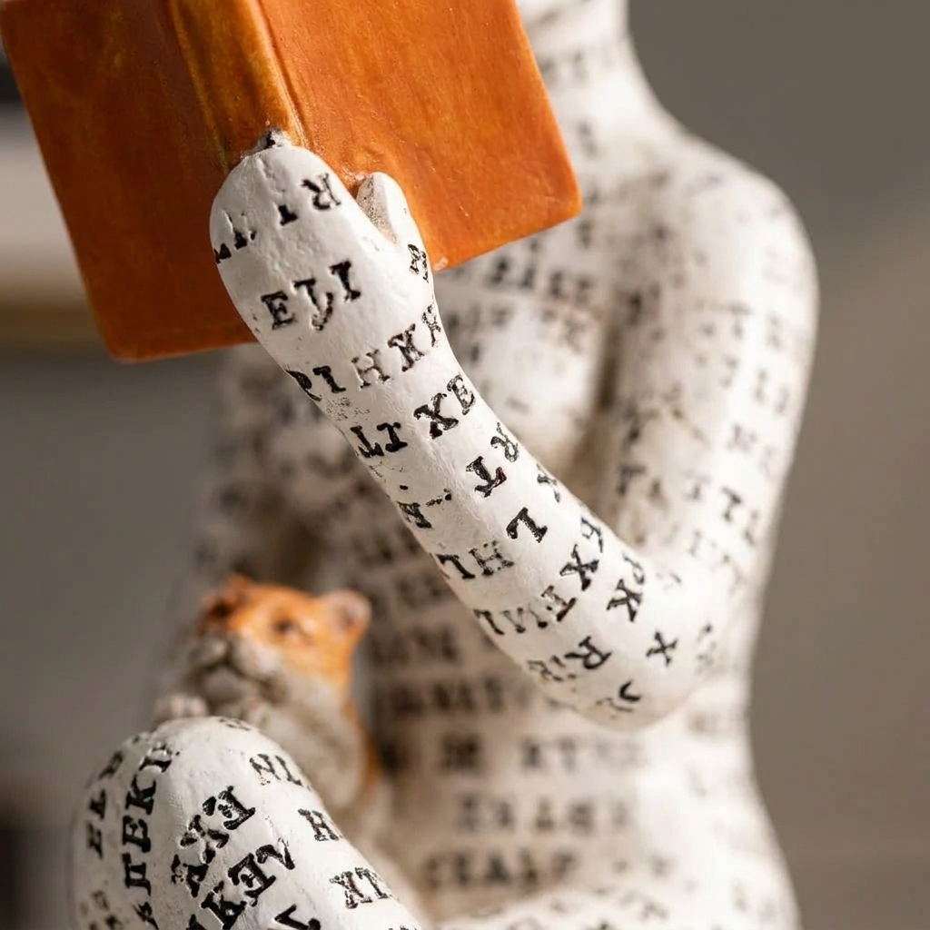 Close-up of the abstract resin sculpture's smooth finish