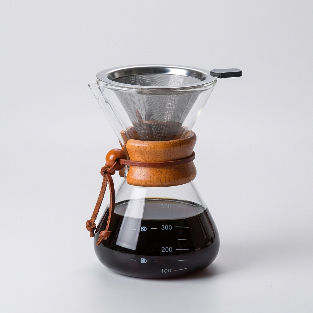 Elegant coffee brewing set on clean background