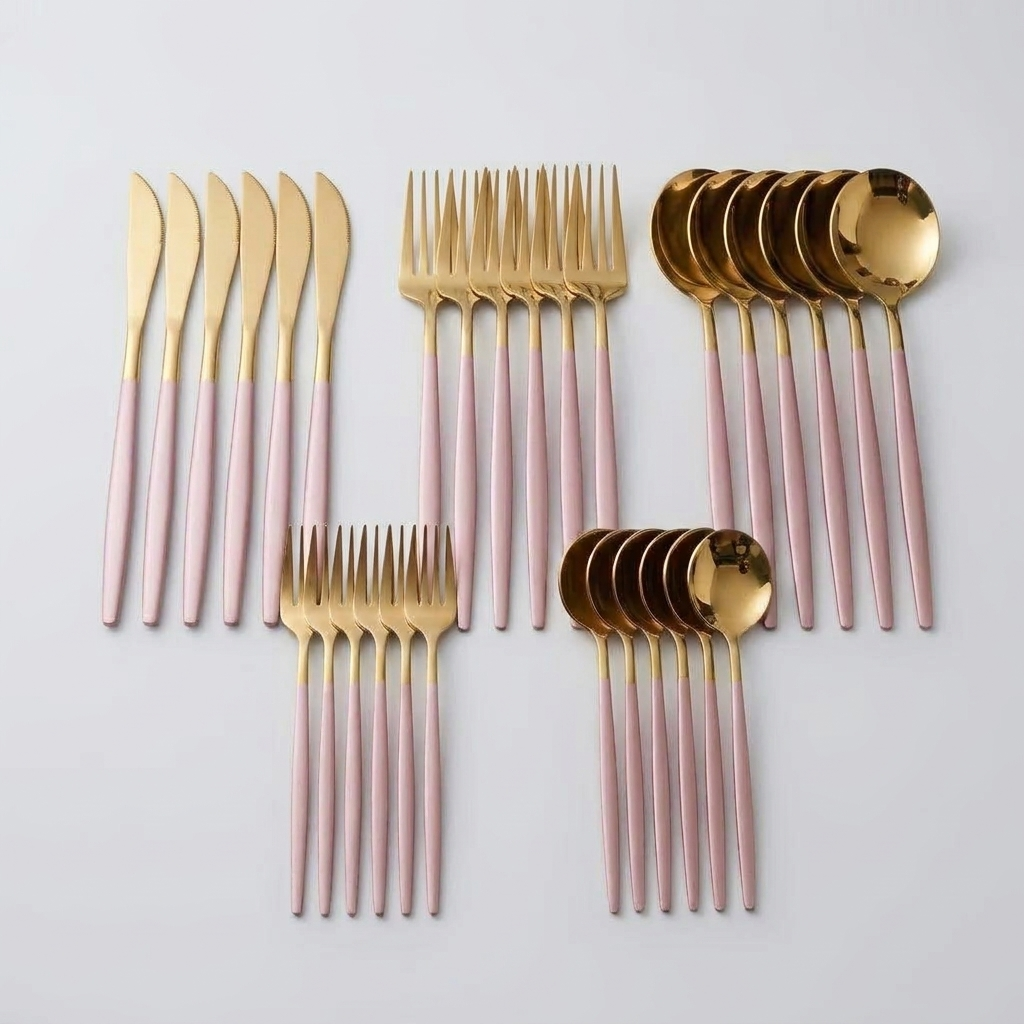 Elegant two-tone cutlery set on clean background