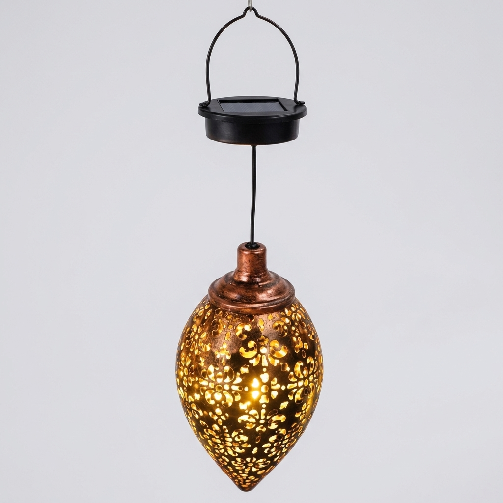 Elegant solar hanging lantern on clean background