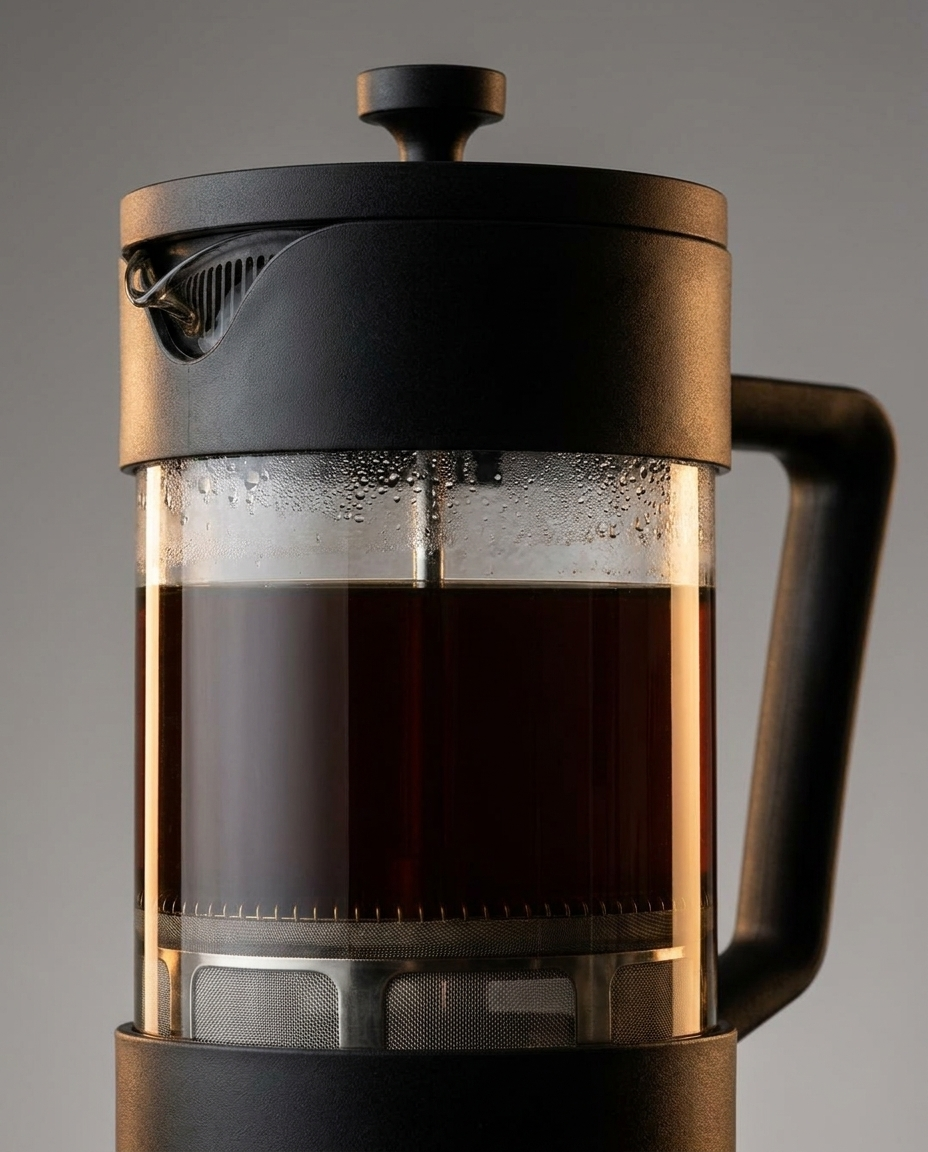French Press triple filtration mesh detail