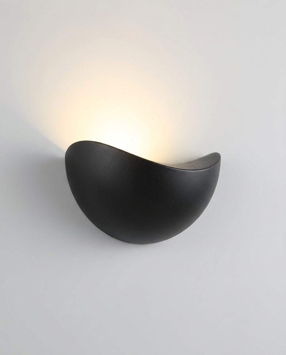 Half-Round LED Wall Light on exterior patio wall