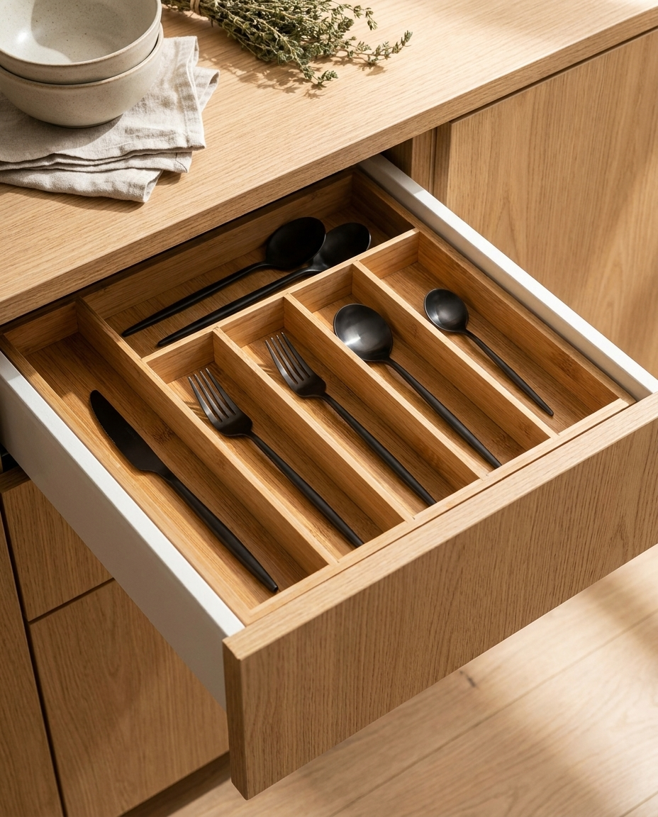 Minimalist Cutlery Set in drawer organizer