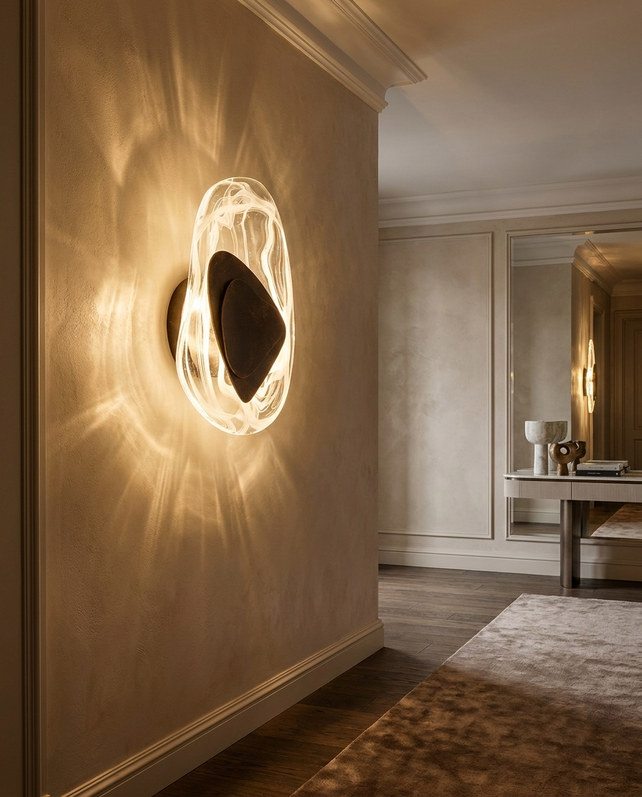 Nordic Crystal Wall Sconce in elegant hallway
