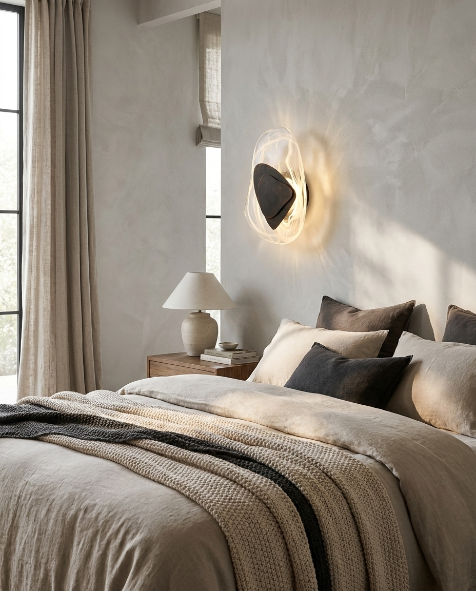 Nordic Crystal Wall Sconce beside bed