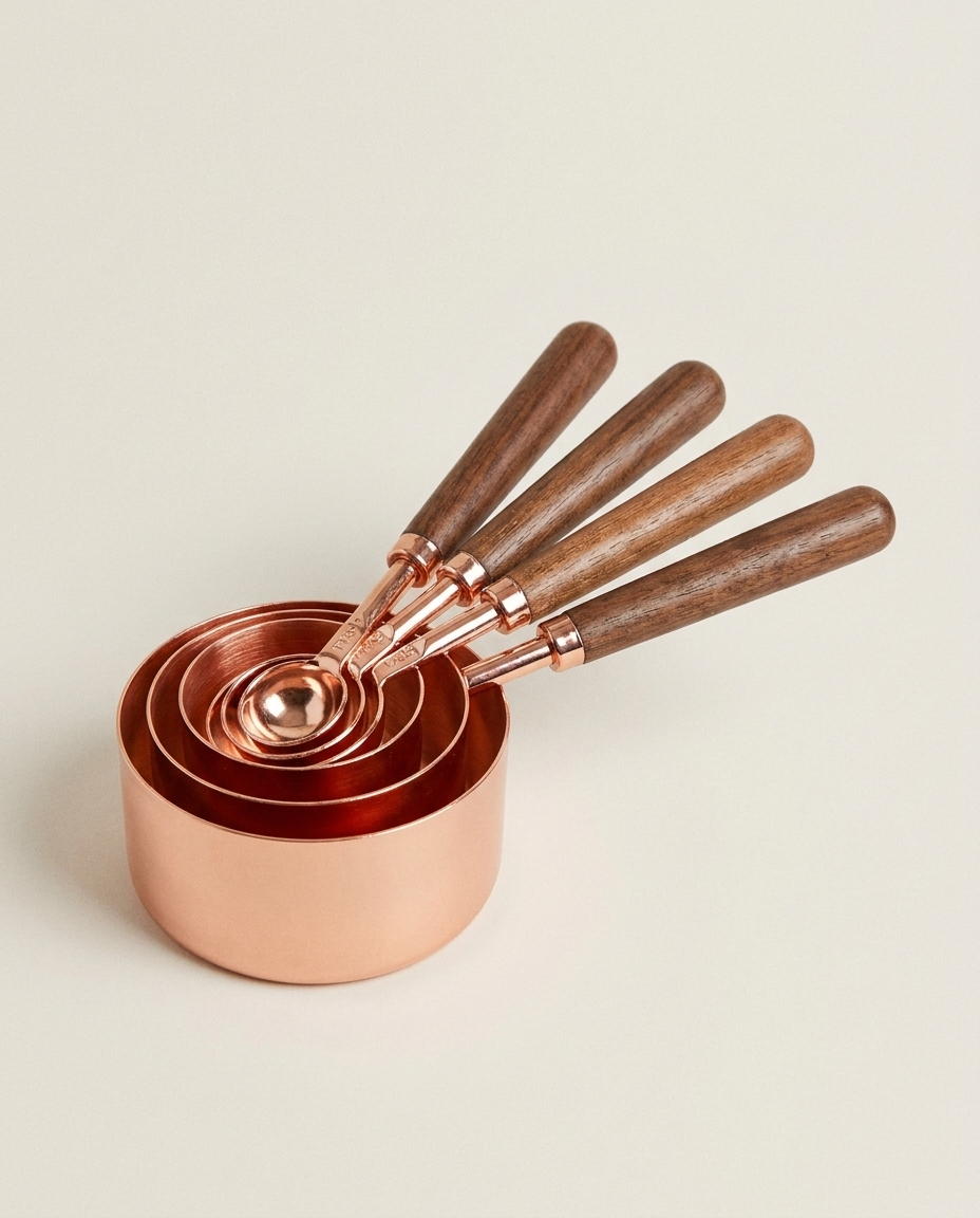 Copper Measuring Cups and Spoons Set product photo on clean background