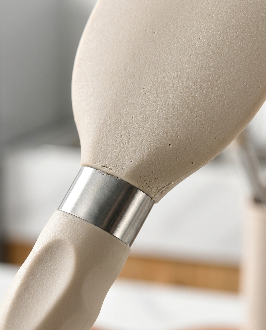 Close-up of heat-resistant silicone texture and ergonomic handle