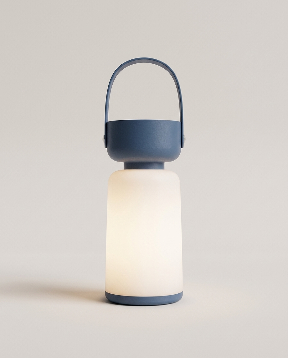 Waterproof portable LED table lamp on a clean light neutral studio background