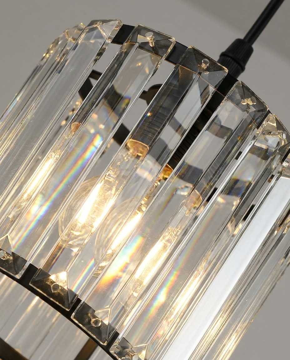 Close-up of faceted K9 crystal texture and sparkle