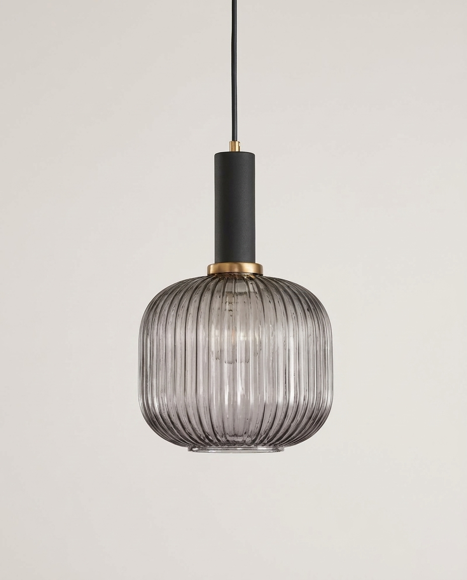 Vintage stained glass pendant light isolated on a clean neutral studio background