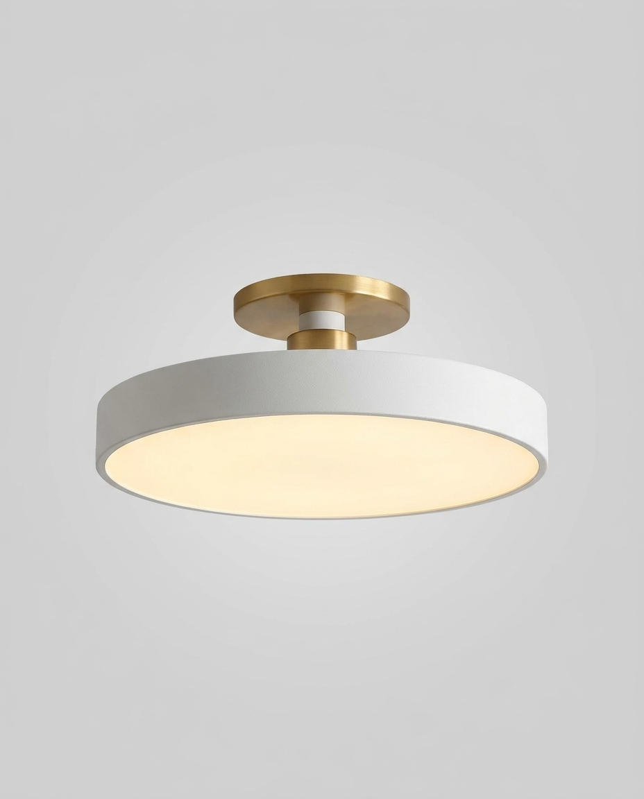 Flush mount ceiling light isolated on a clean neutral studio background