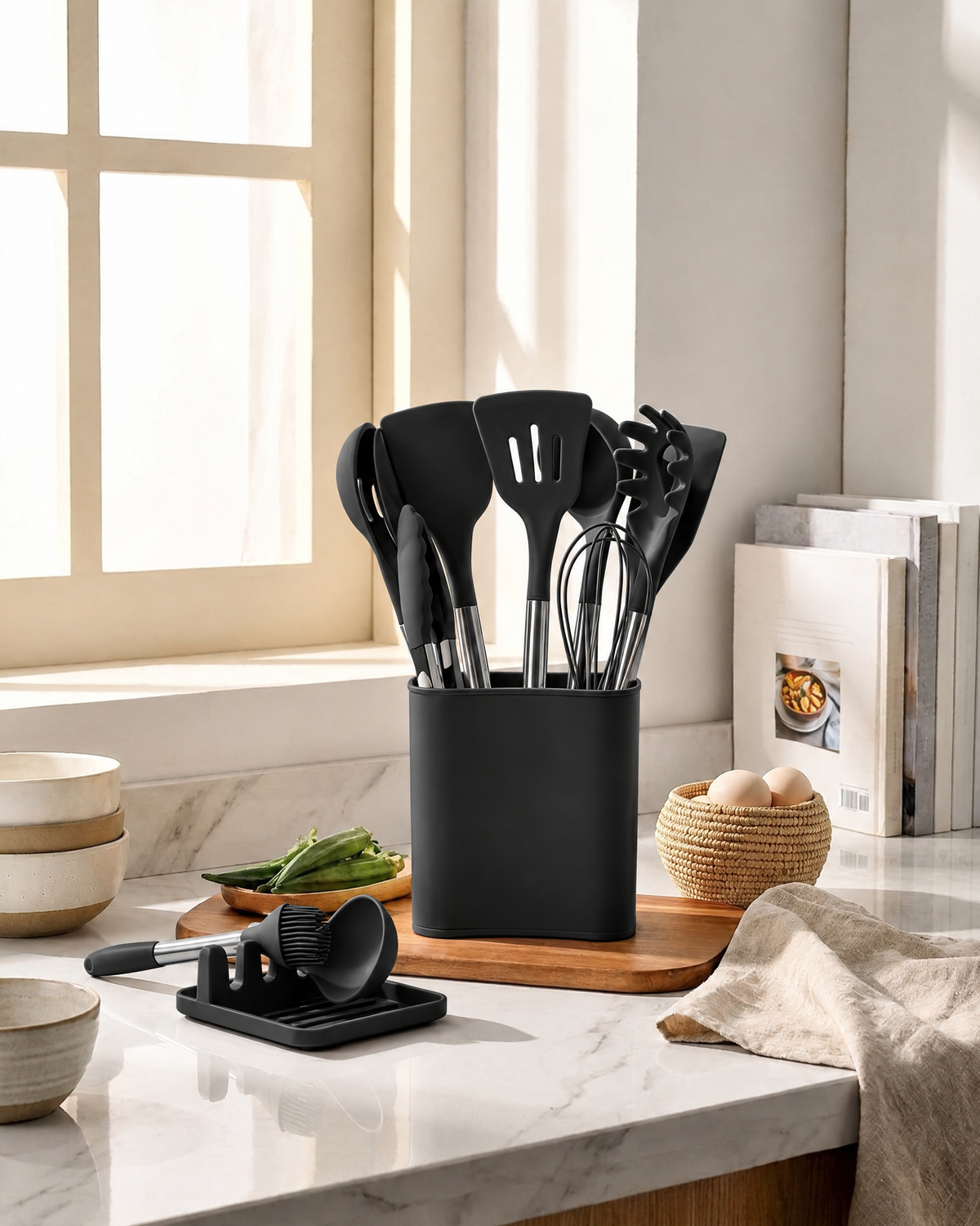 13-Piece Nordic Silicone Kitchen Utensil Set — Black