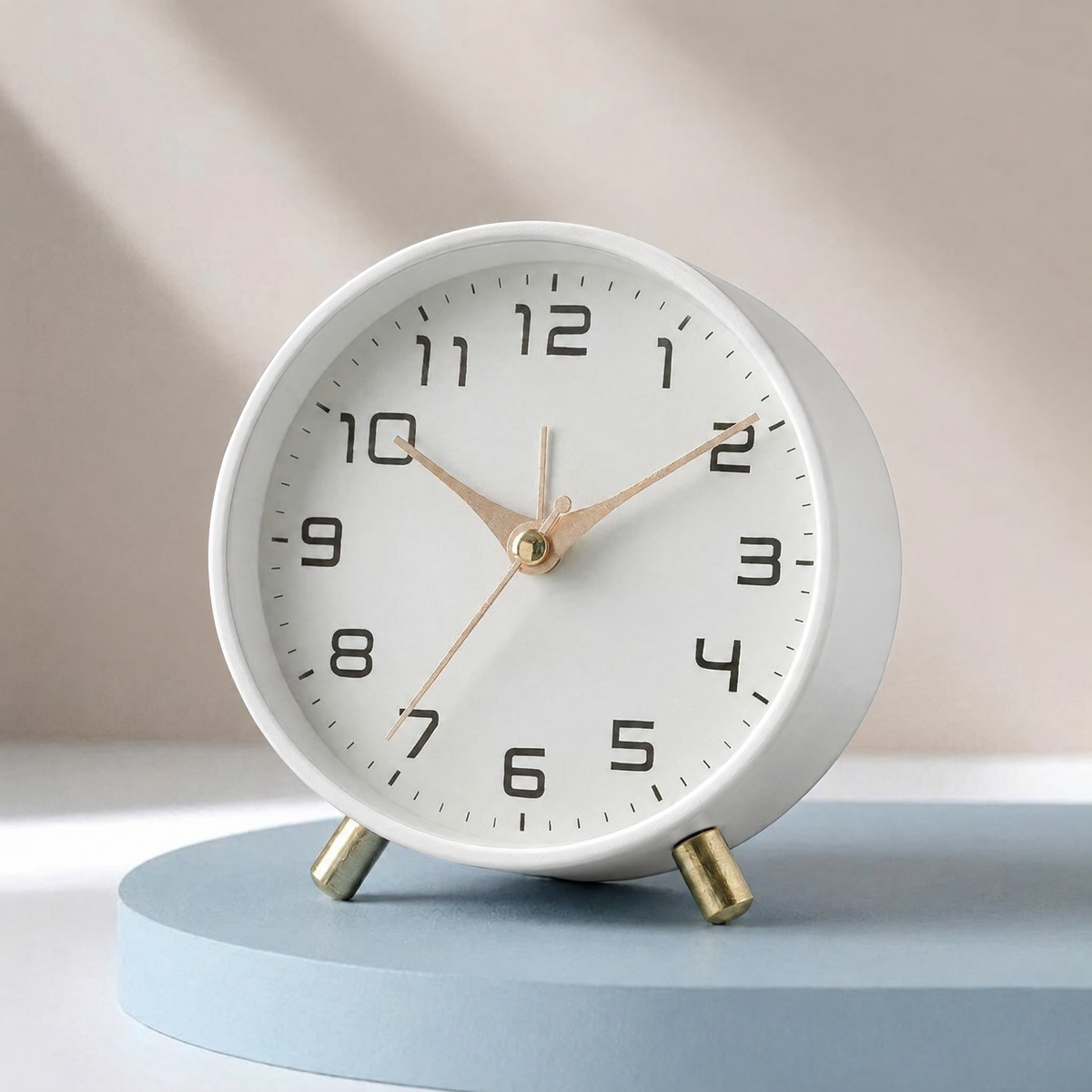 Silent Table Clock | Scandinavian Minimalist Desk Clock — White