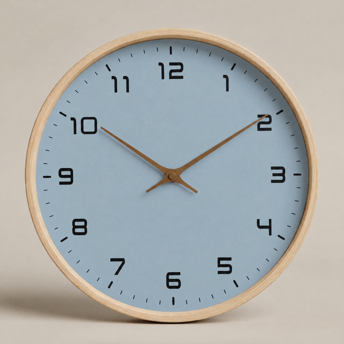 Wooden Wall Clock | Silent Sweep Movement, Scandinavian Design — Blue