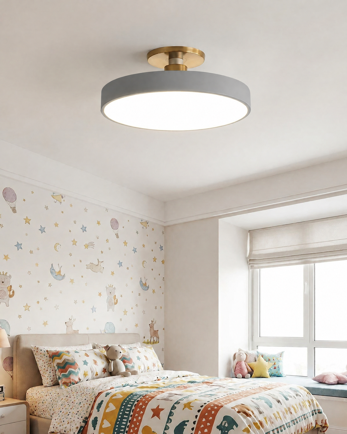Flush Mount LED Ceiling Light in Gray
