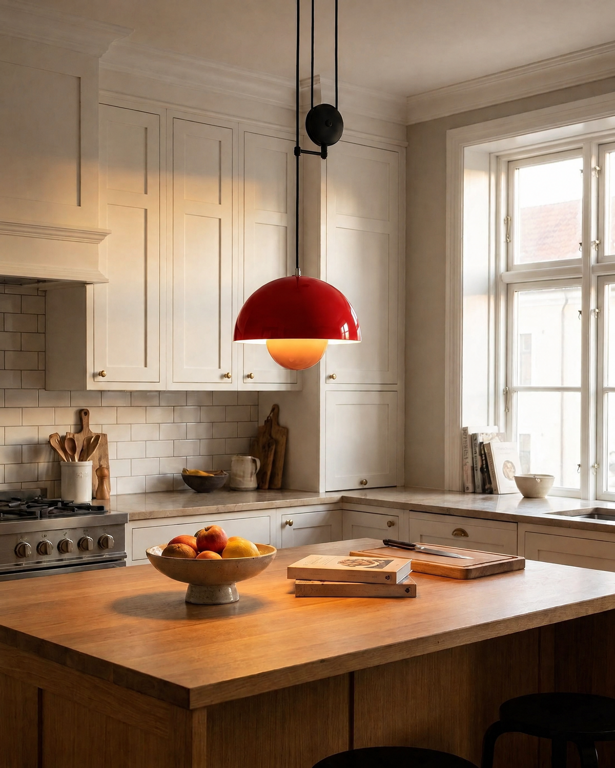 Flowerpot Pendant Light in Red