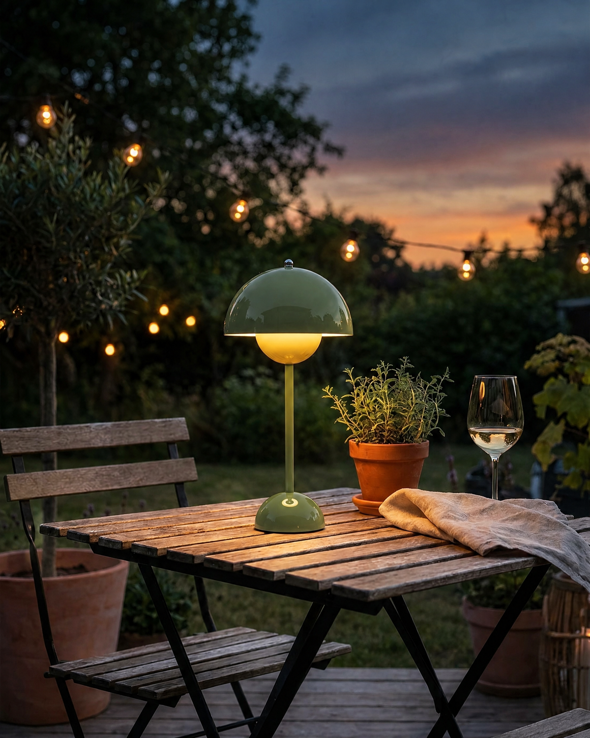 Portable Cordless Table Lamp in Green