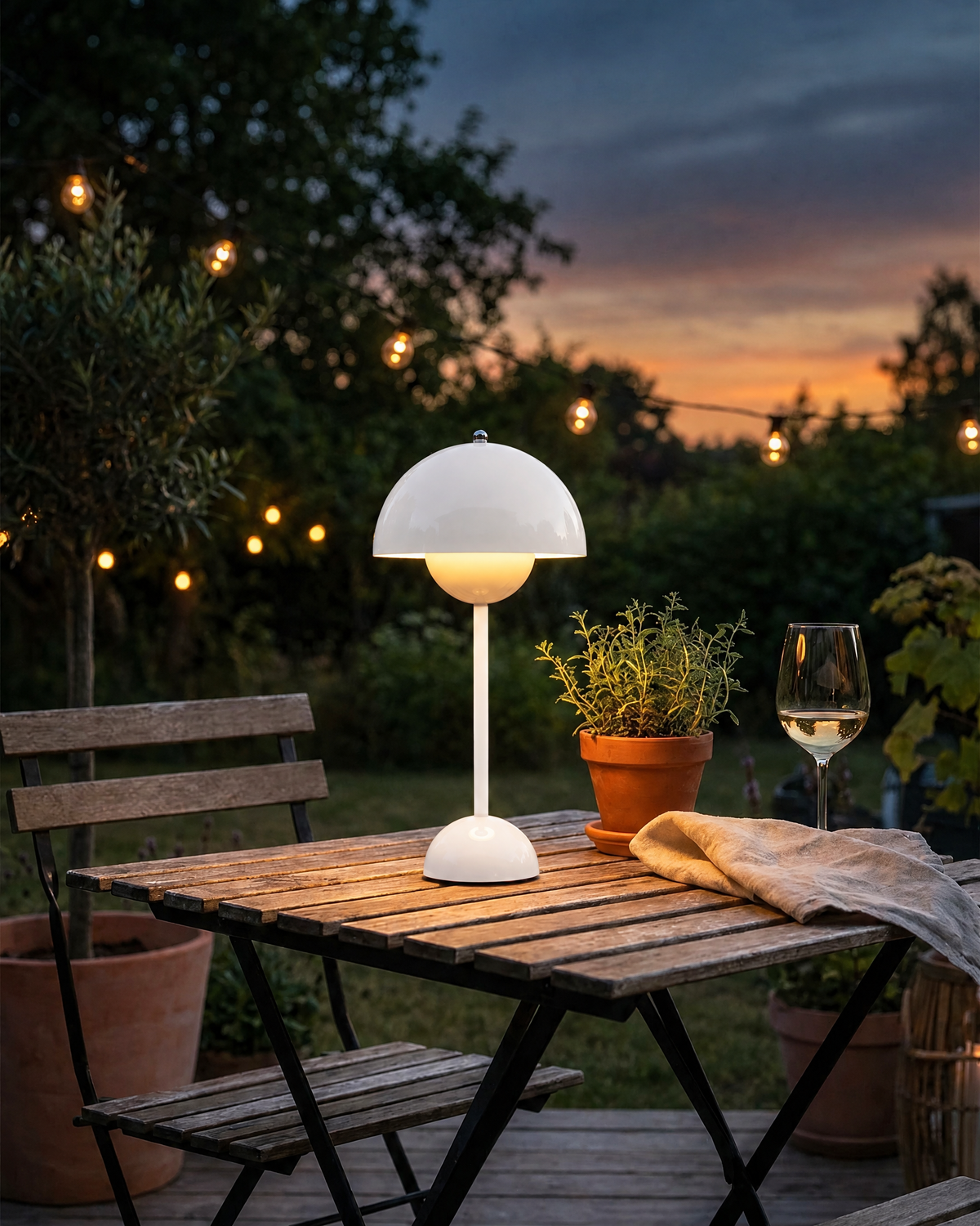 Portable Cordless Table Lamp in White