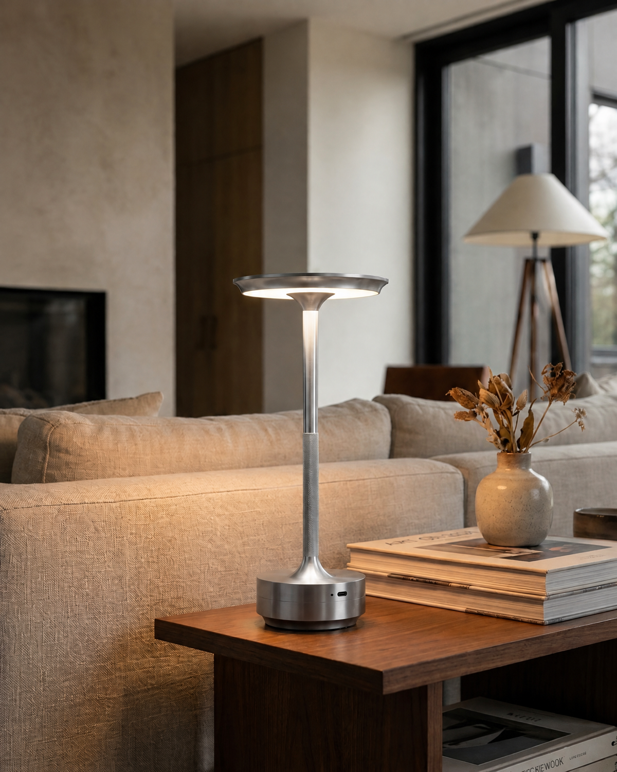 Cordless LED Table Lamp in Silver