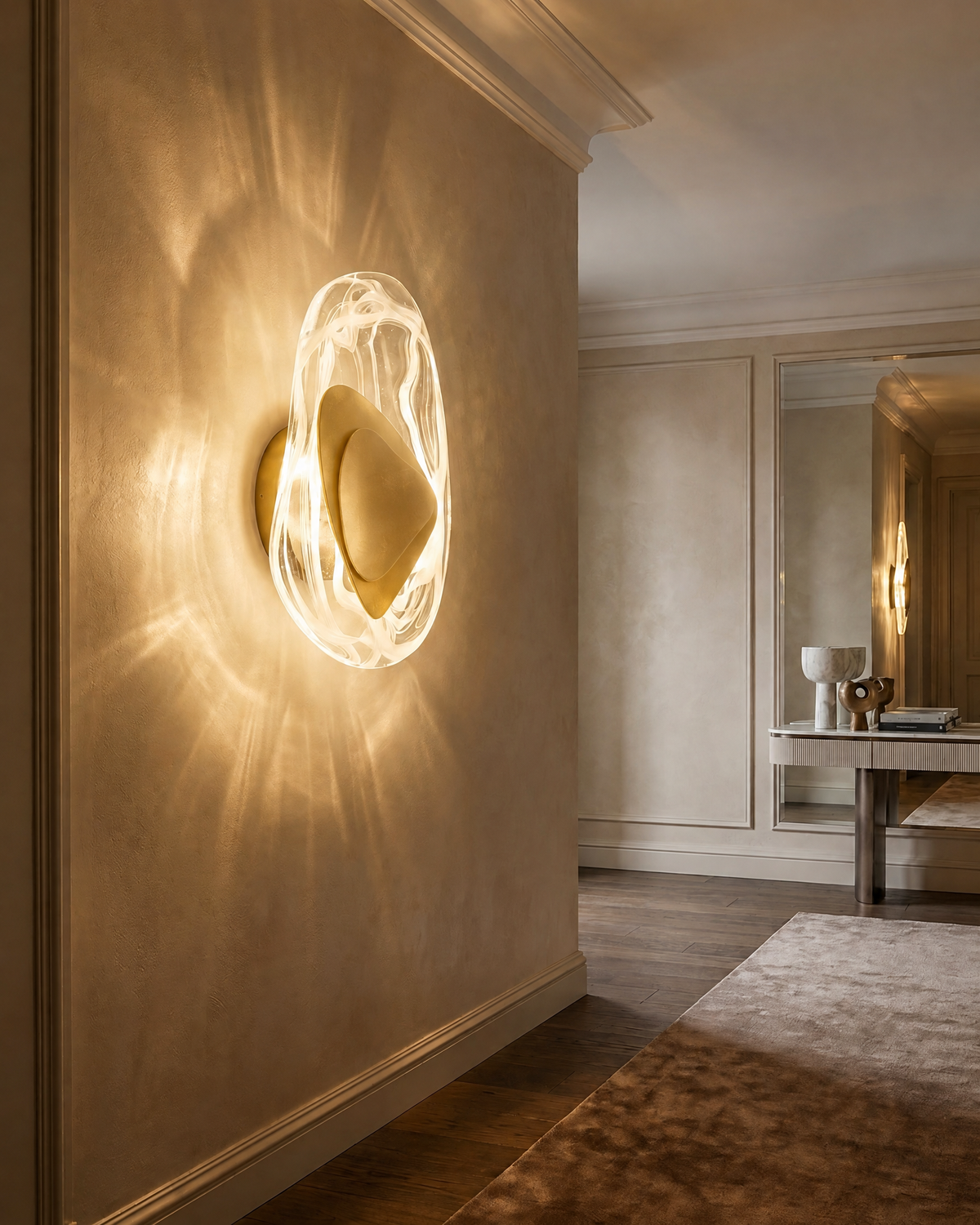 Nordic Crystal Wall Sconce in Gold