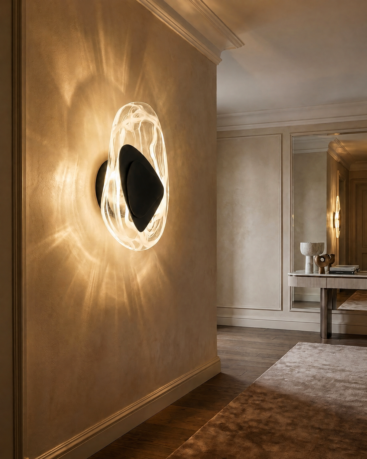 Nordic Crystal Wall Sconce in Black