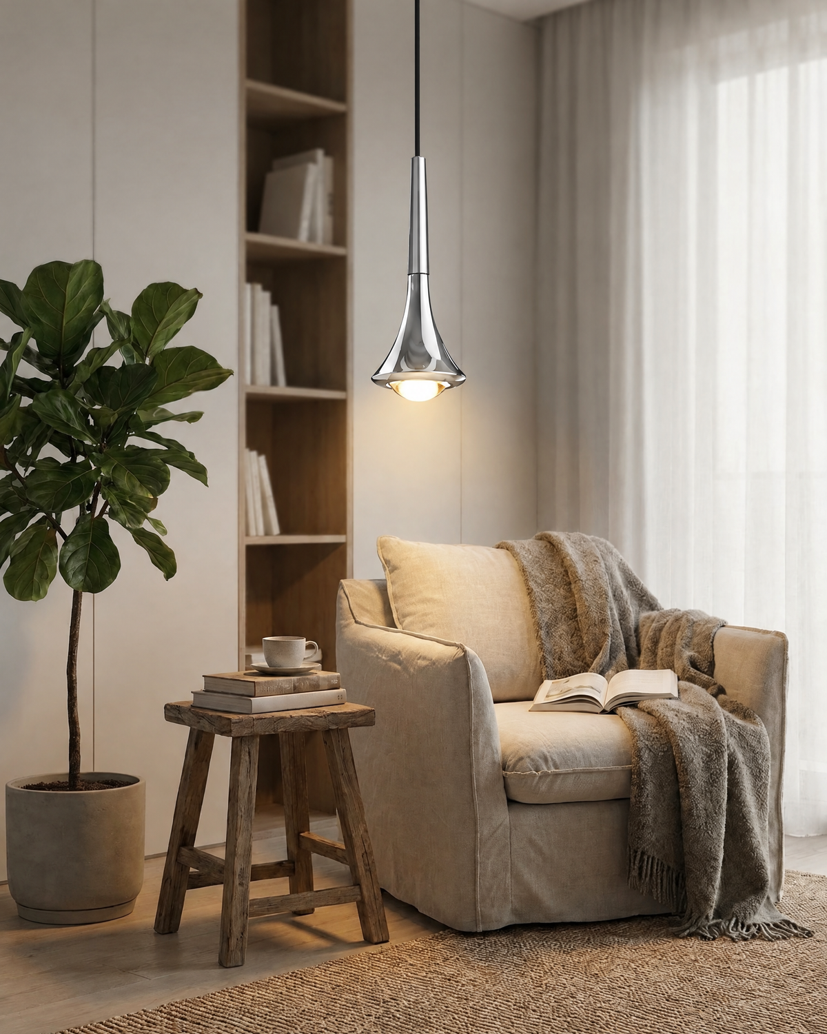 Water Drop LED Pendant Light in Chrome