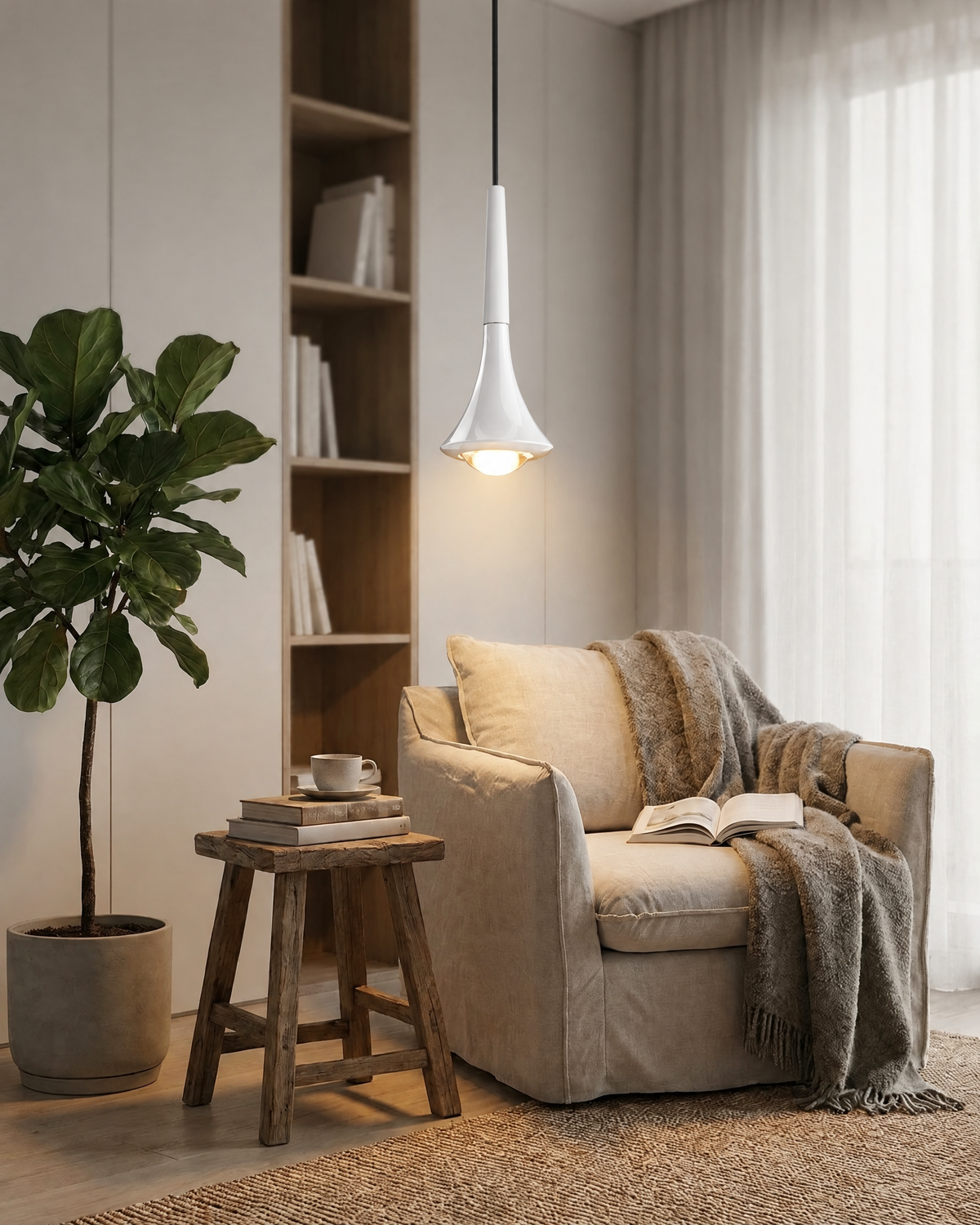 Water Drop LED Pendant Light in White