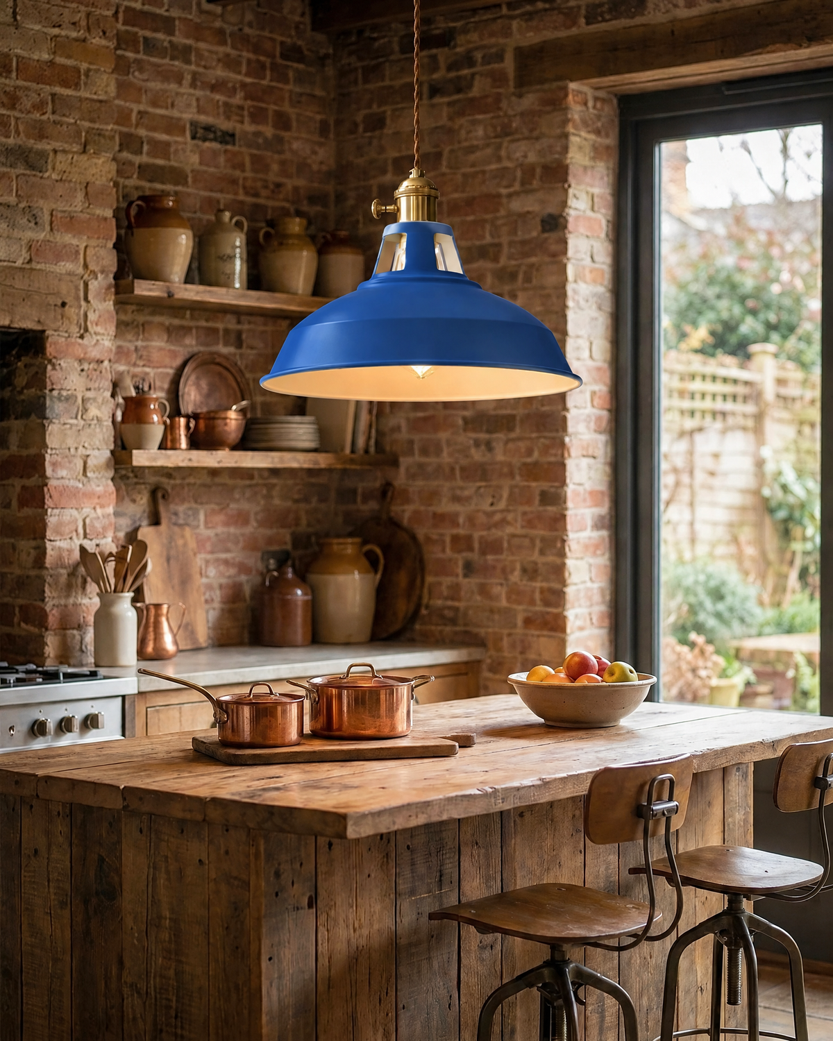 Industrial Pendant Light in Blue