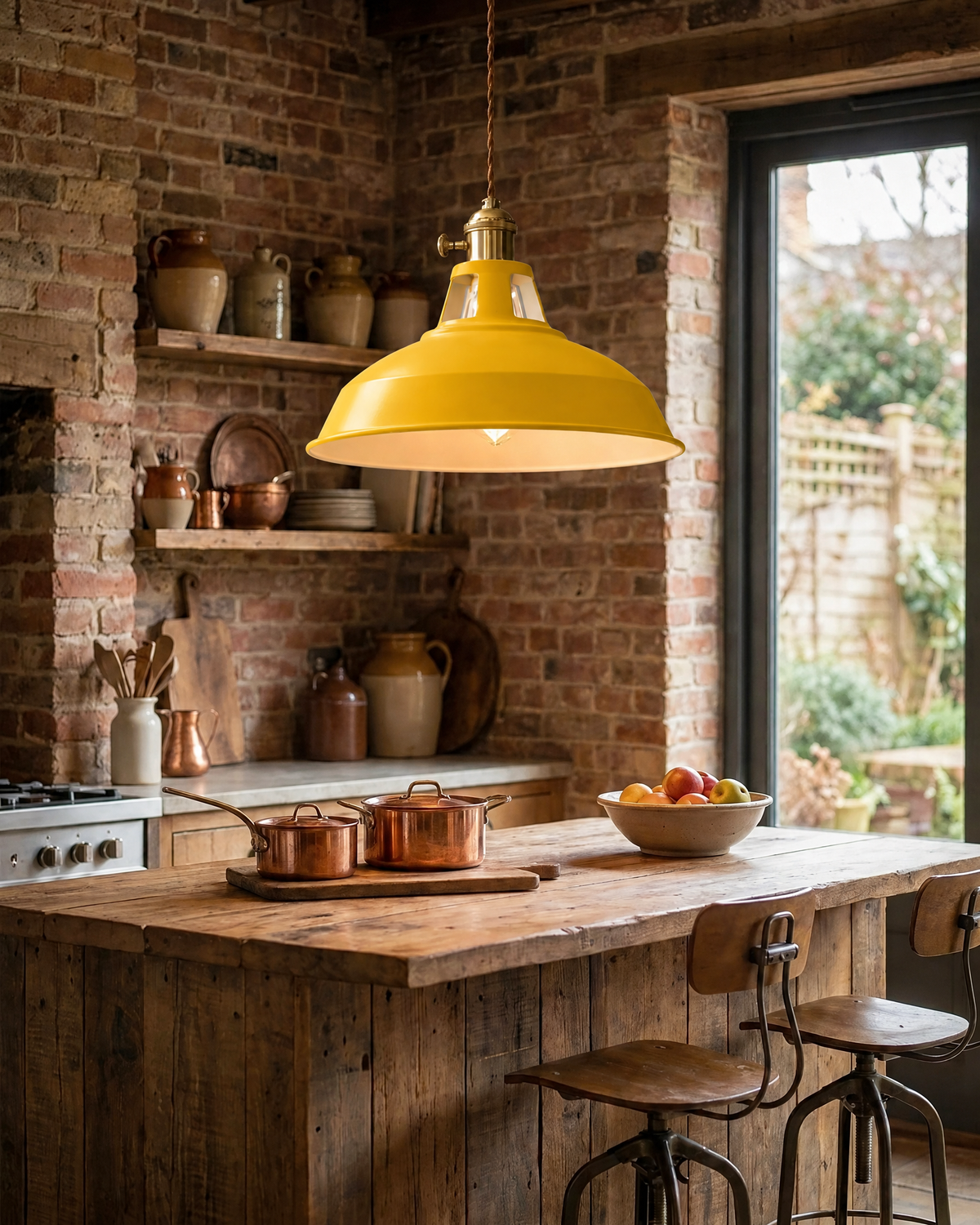 Industrial Pendant Light in Yellow