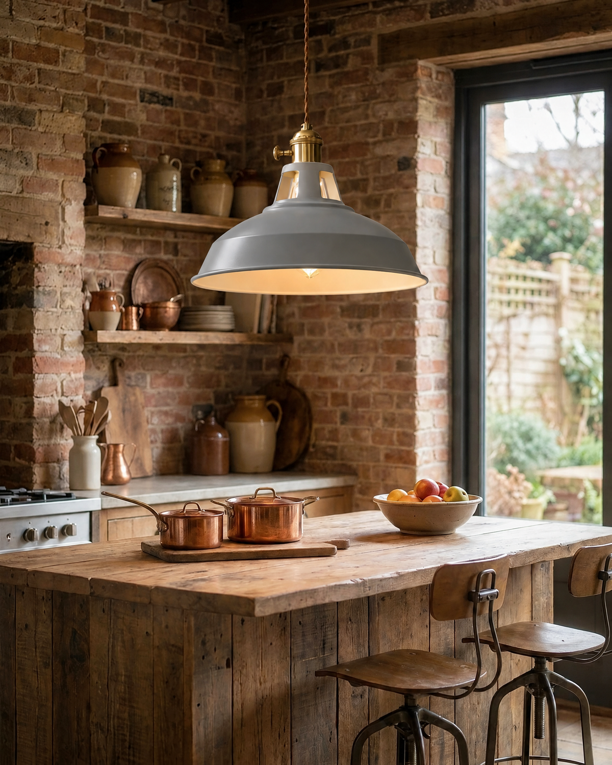 Industrial Pendant Light in Grey