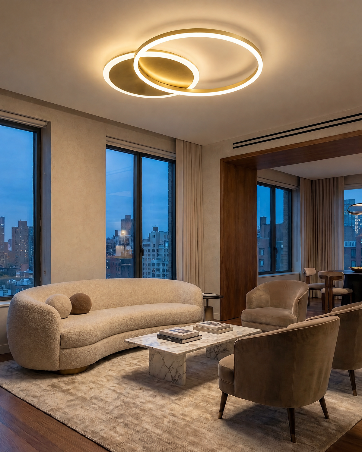 Floating Ring LED Ceiling Light in Gold