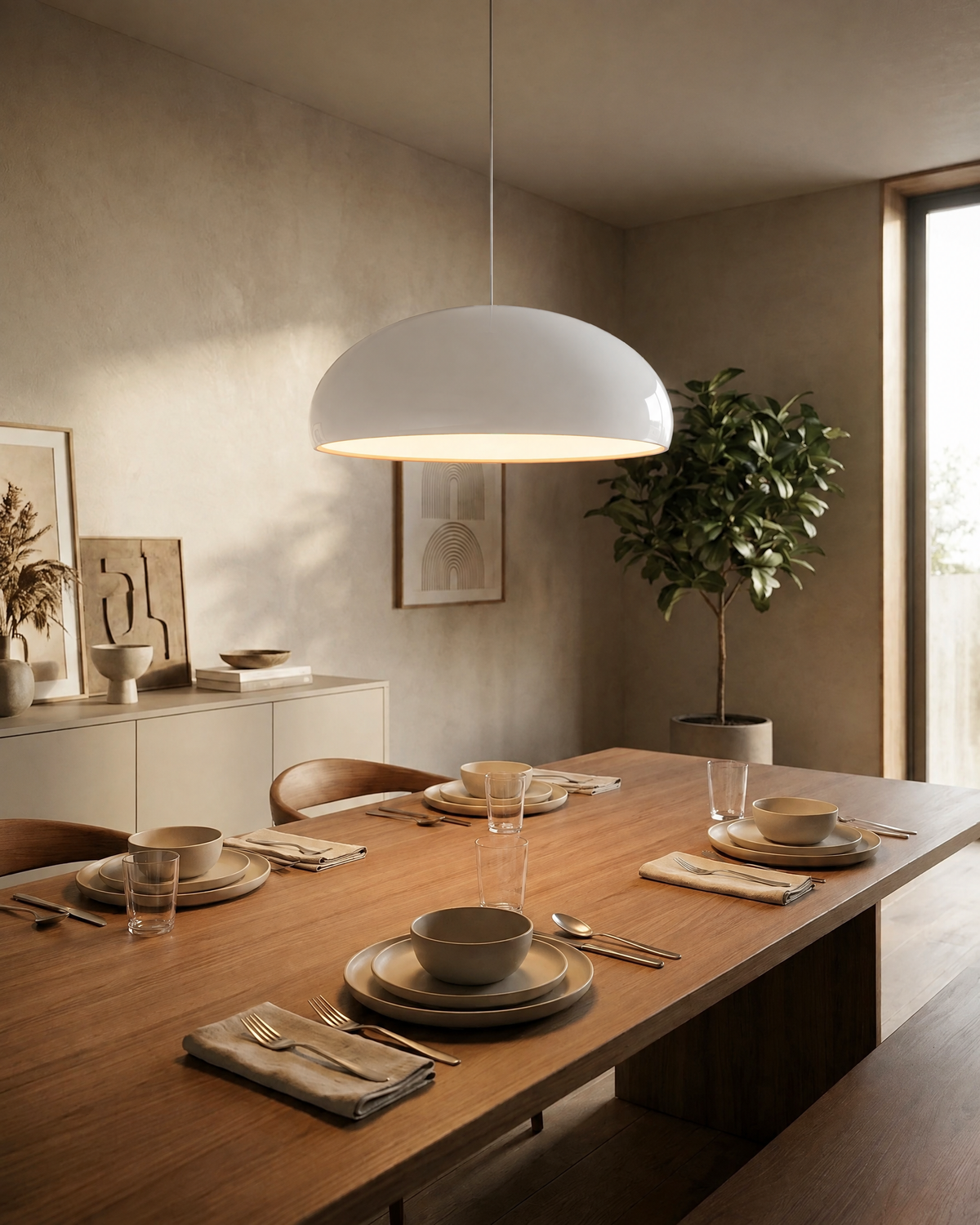 Round Pendant Light in White
