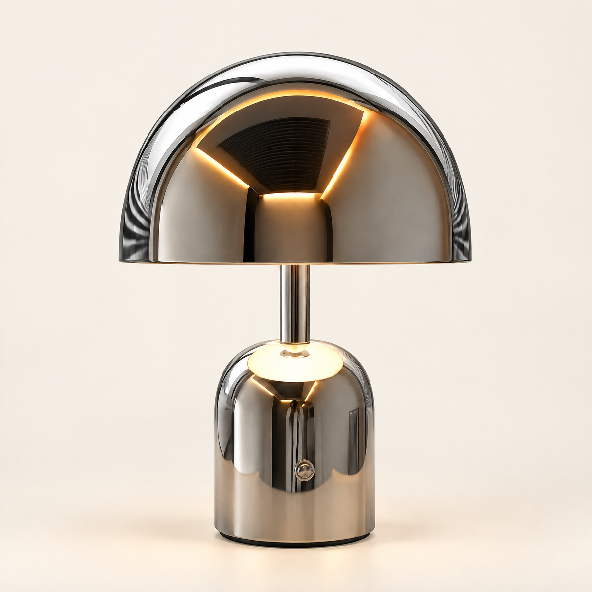 Retro mushroom table lamp in silver