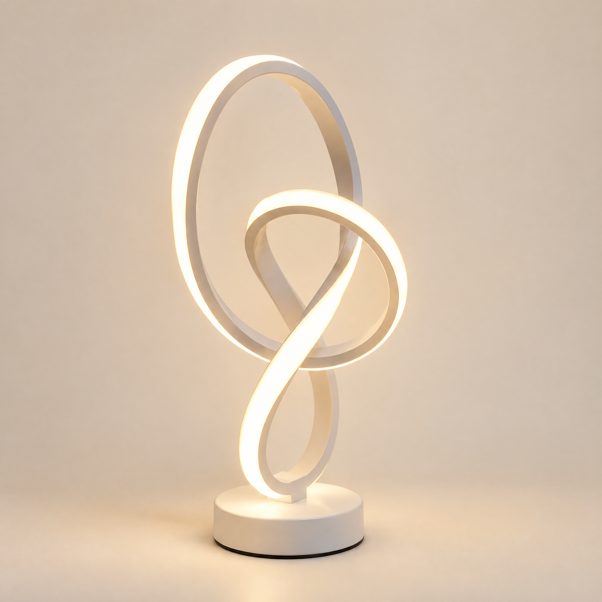 White double helix LED desk lamp