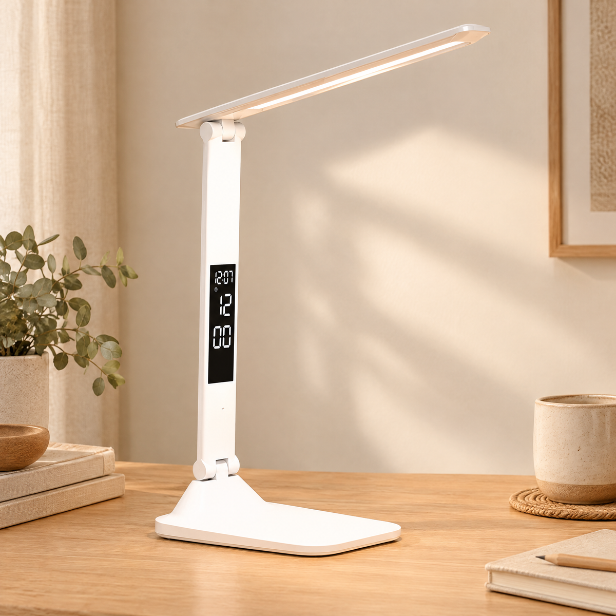 Folding LED desk lamp side view