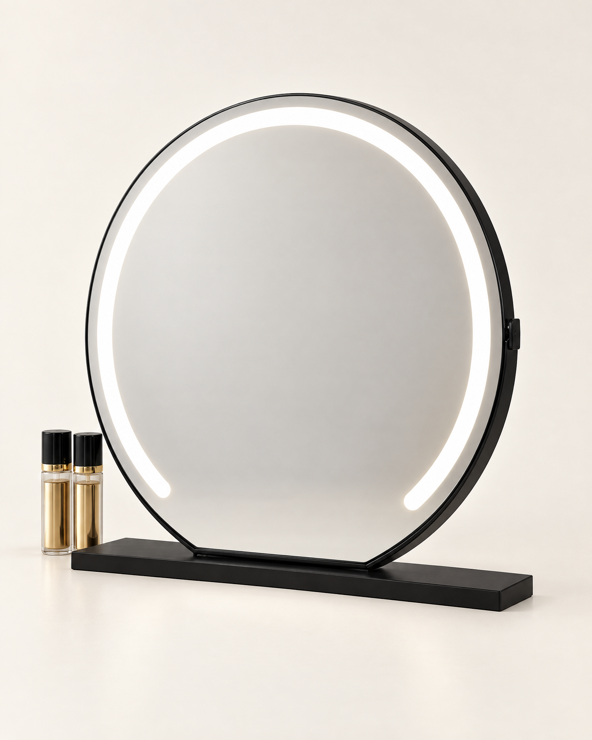 Hollywood Vanity Mirror with Lights — Black, front view