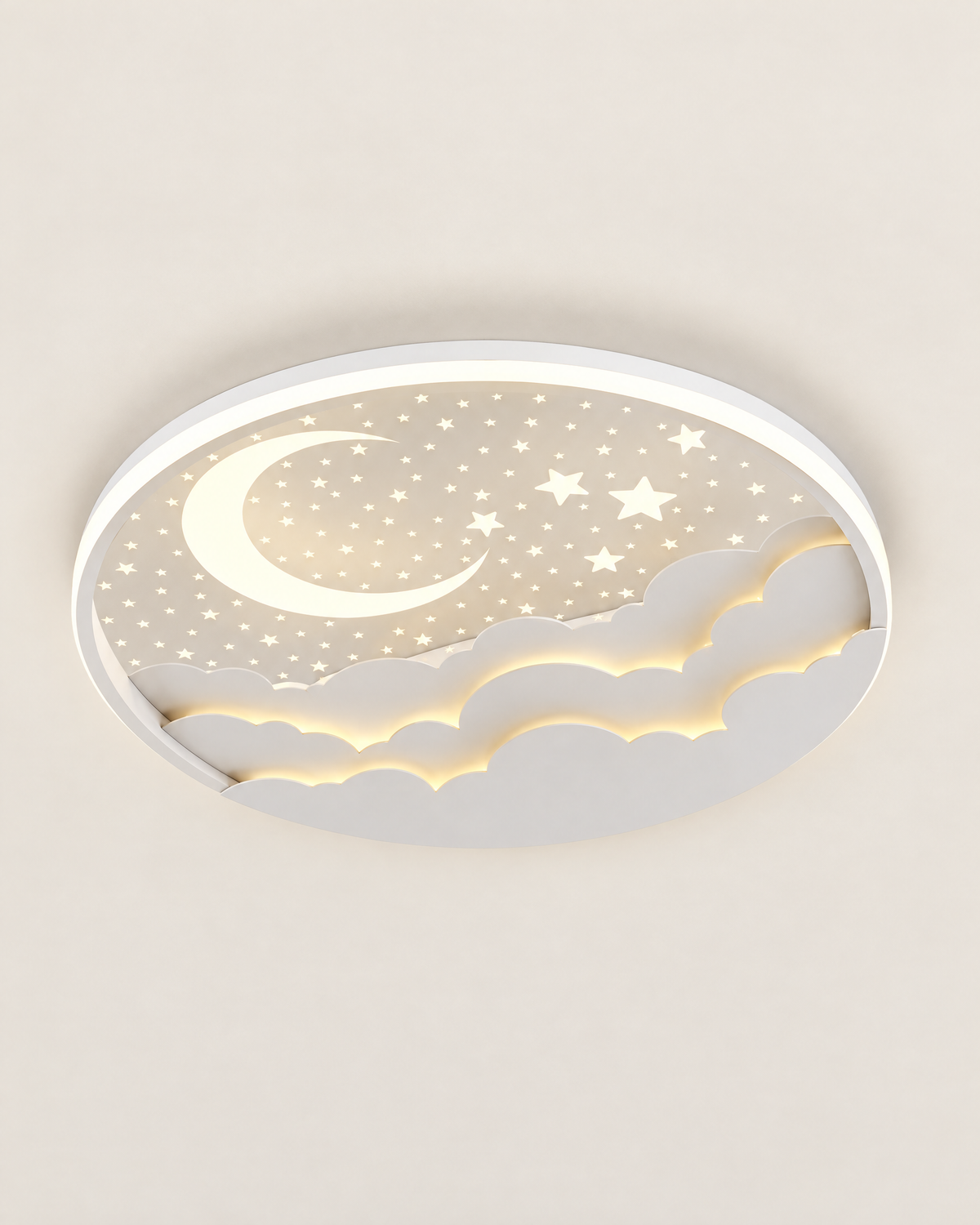 Kids' Cloud & Whale LED Ceiling Light — White cloud / 50cm, front view