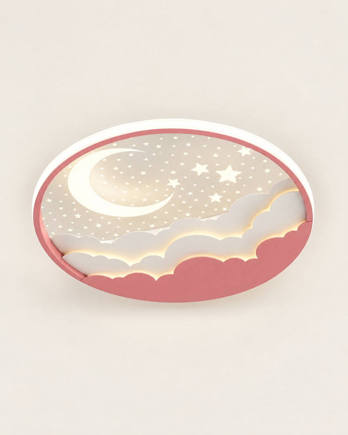 Kids' Cloud & Whale LED Ceiling Light — Pink cloud / 40cm, front view