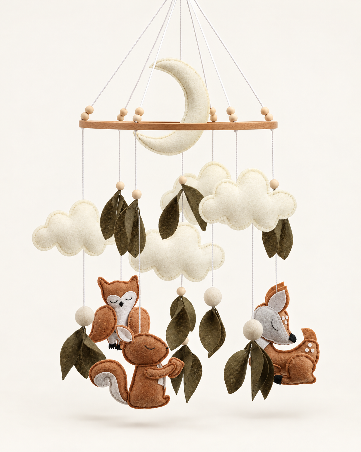 Woodland Felt Baby Mobile — front view