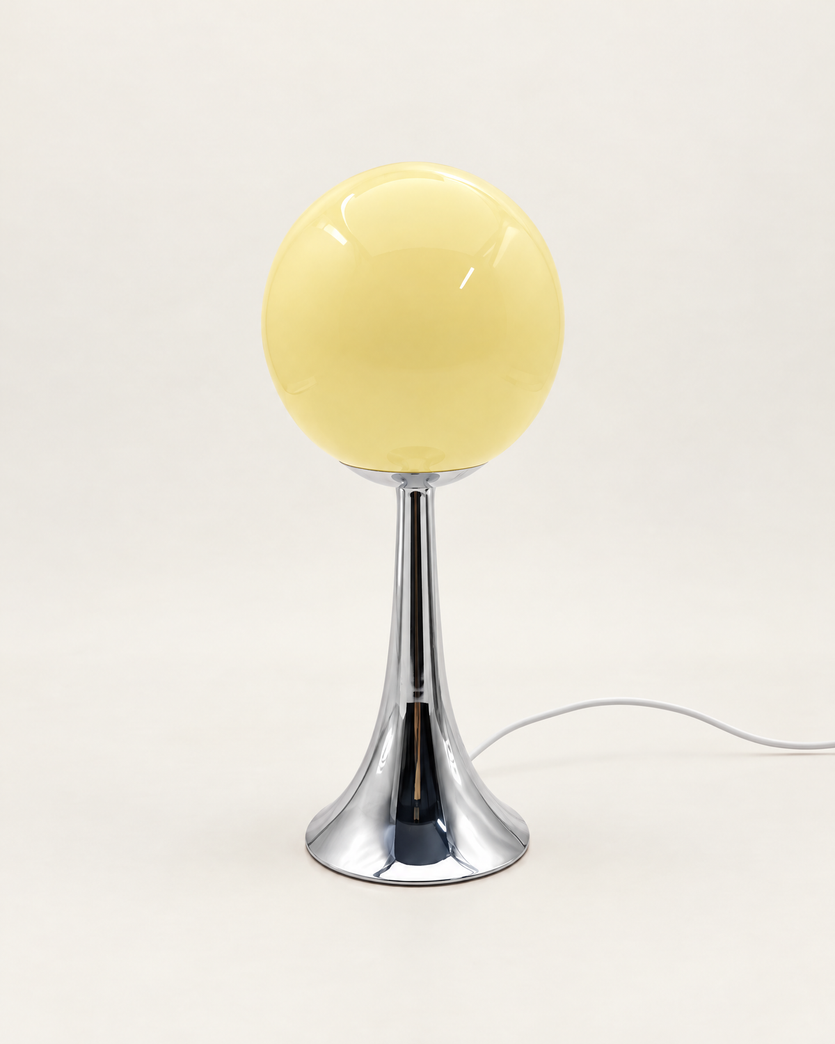 Glass Globe Table Lamp — Cream, front view