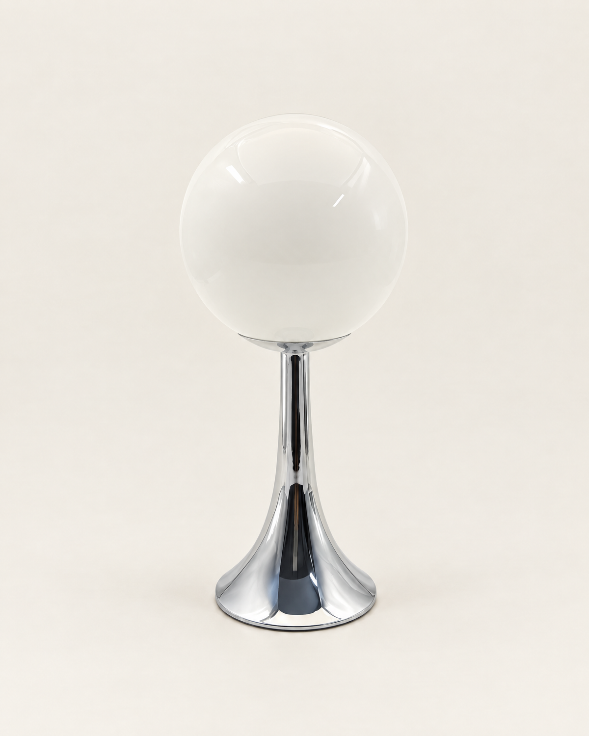 Glass Globe Table Lamp — White, front view
