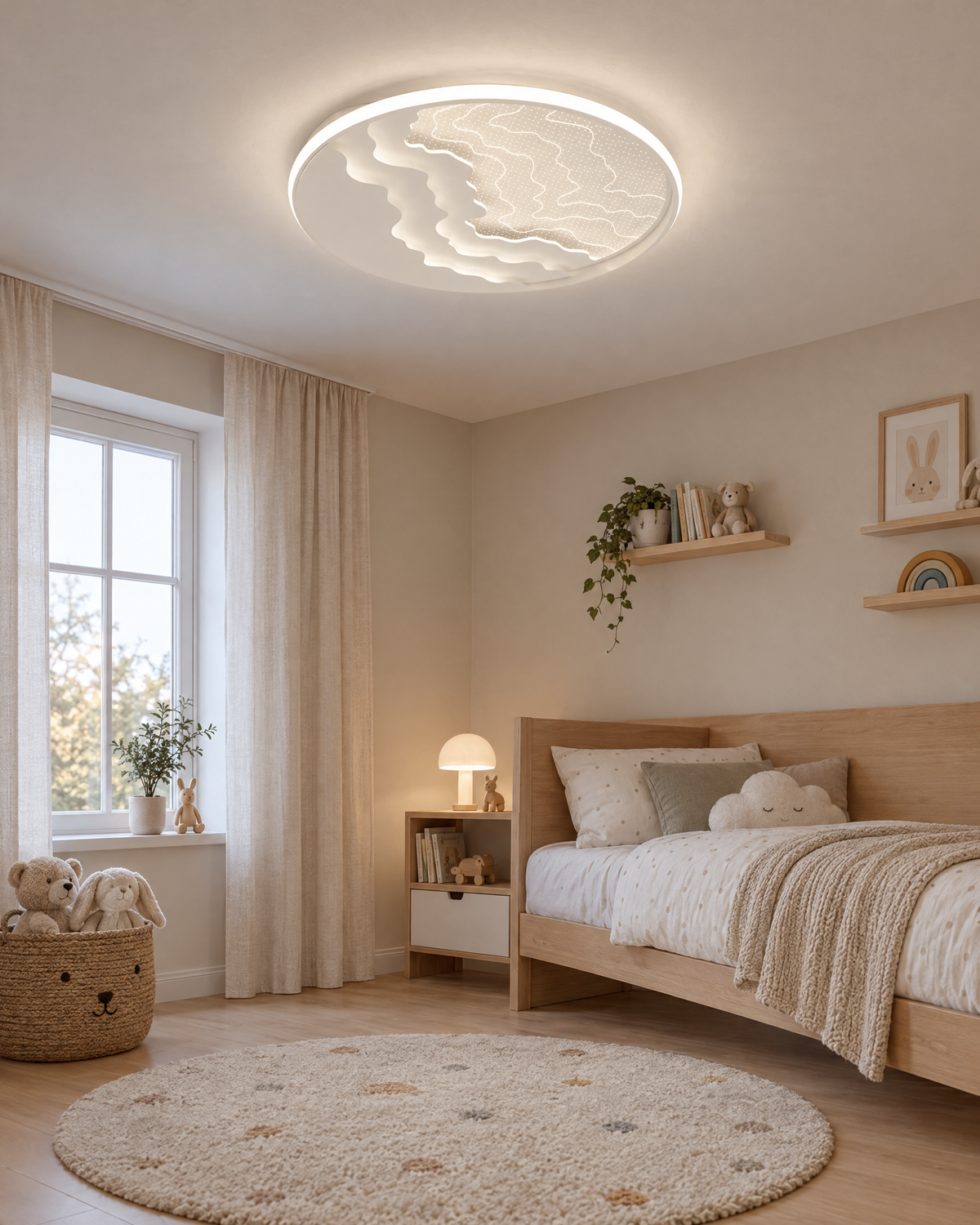 Kids' Cloud & Whale LED Ceiling Light — room setting