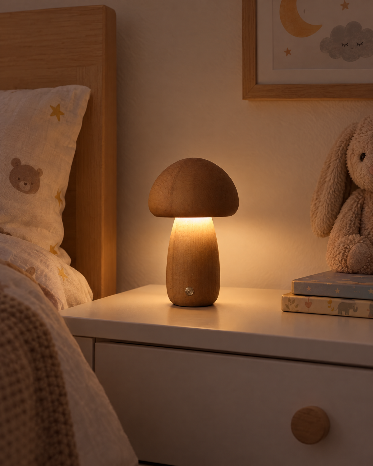 Wooden Mushroom Night Light — room setting